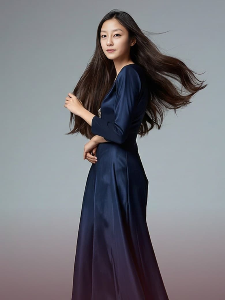 The director in a navy gown