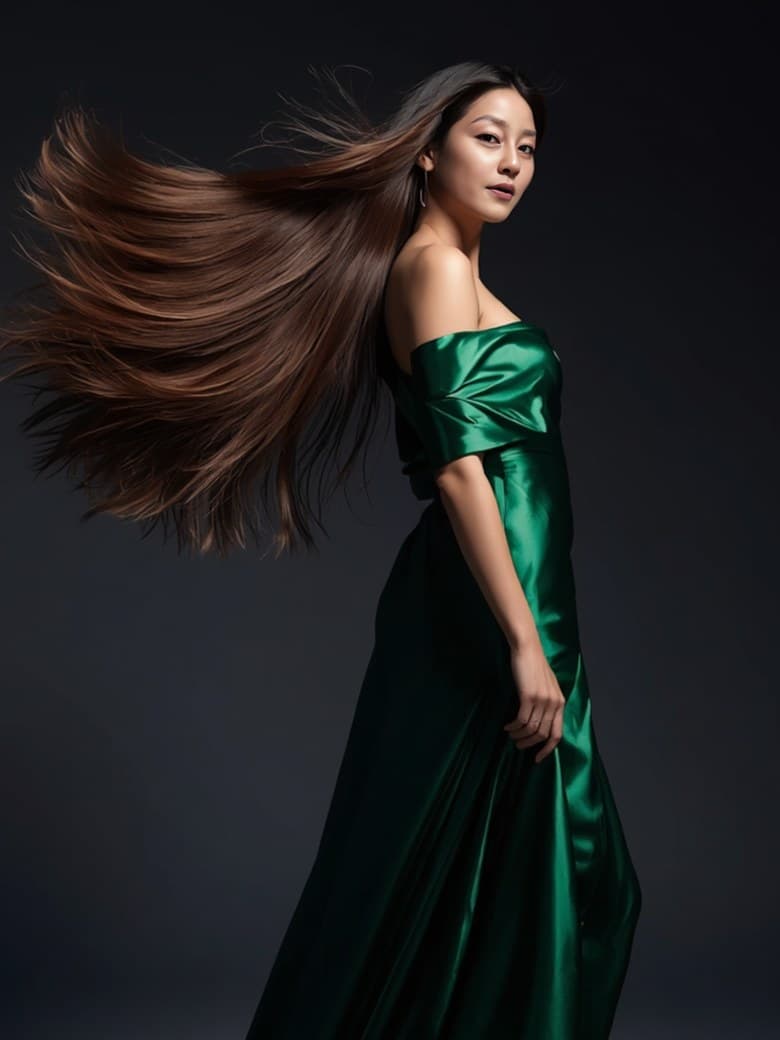 The director in an emerald gown
